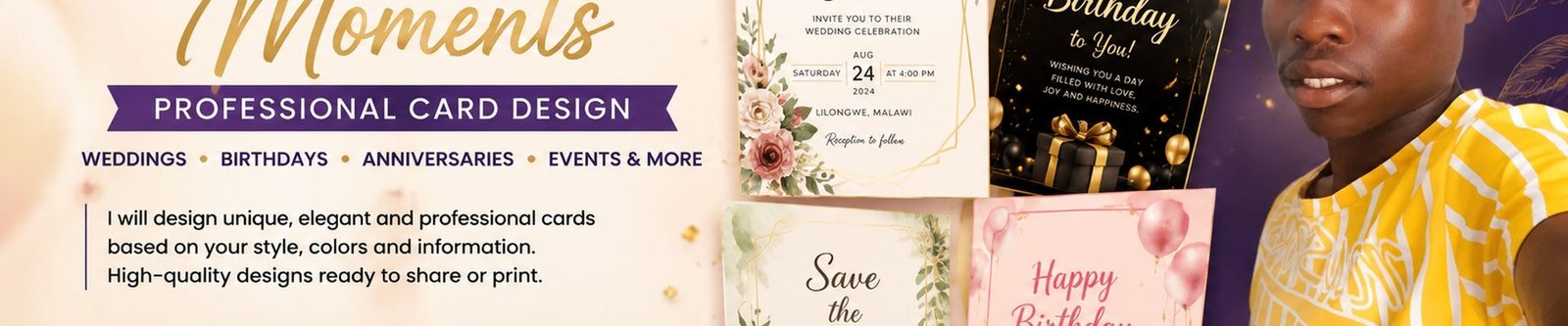 Professional Wedding, Birthday & Event Card Design
